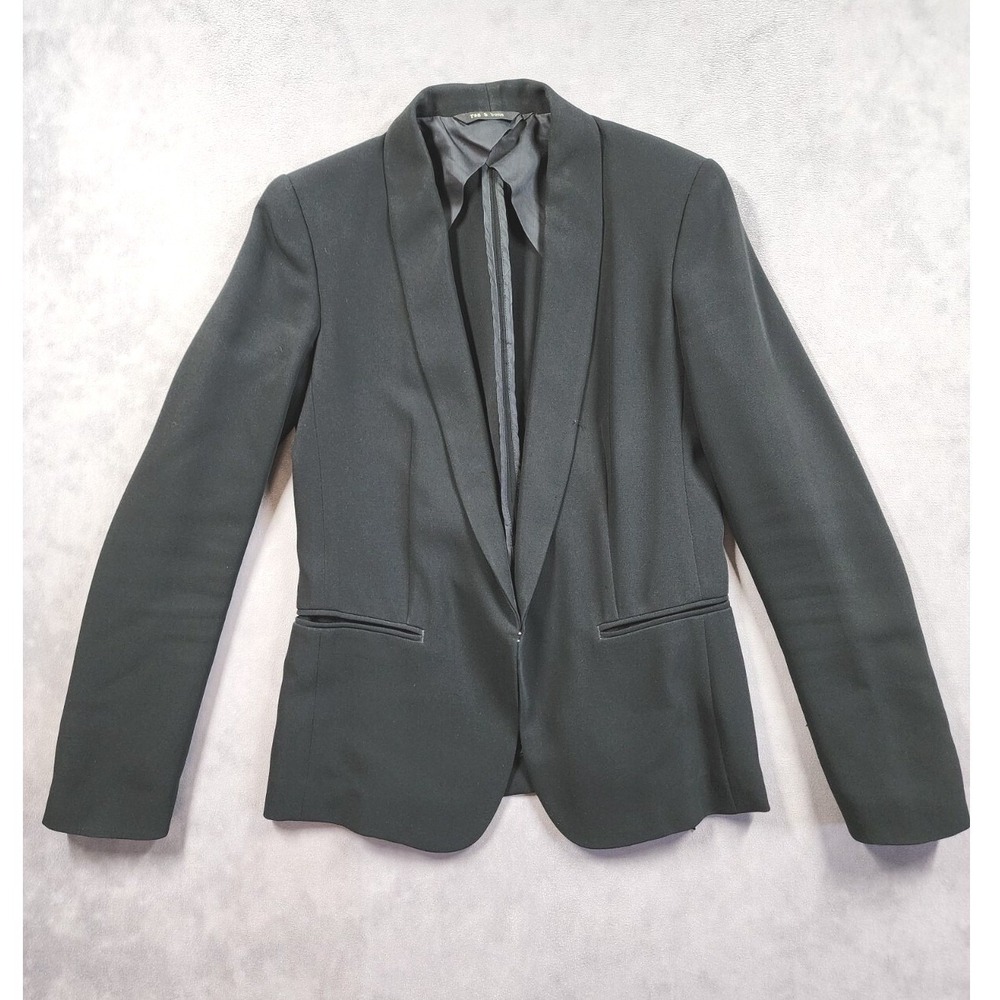 Rag & Bone Lorimer Blazer Womens 2 Black Shawl Collar Suit Jacket Classic Formal